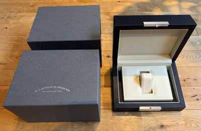 A LANGE SOHNE WATCH BOX BLACK LEATHER STORAGE CASE RARE UNUSED GERMANY