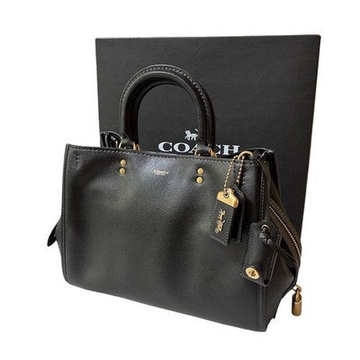 COACH ROGUE BAG 31 BLACK LEATHER 2WAY SHOULDER HANDBAG WITH STRAPS BOX AUTHENTIC