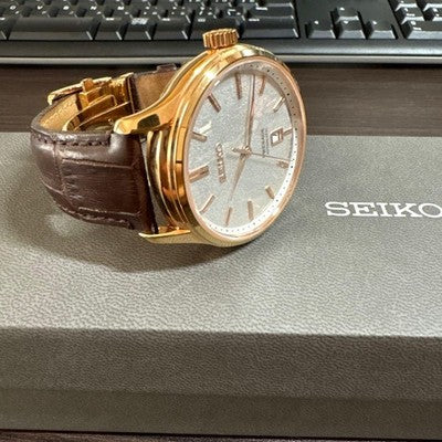 SEIKO PRESAGE SARY142 AUTOMATIC PINK GOLD WHITE DIAL 4R35 JAPAN MEN WATCH BOXED