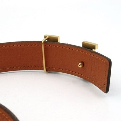 HERMES CONSTANCE REVERSIBLE H-BELT 70 BLACK ORANGE LEATHER WITH BOX
