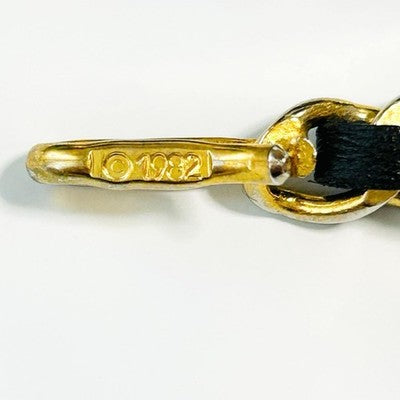 CHANEL BELT AUTH GOLD PLATE MEDAL BLACK LEATHER KENKENJP COIN 98CM CHAIN COCO CC