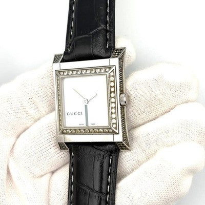 GUCCI 111J DIAMOND BLACK DIAMOND SHELL DIAL WATCH QUARTZ RARE LUXURY MEN WOMEN