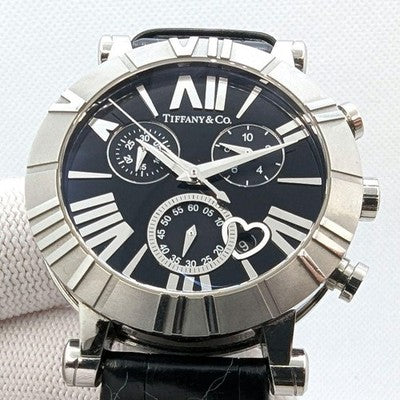 TIFFANY ATLAS CHRONOGRAPH Z1301 QUARTZ MENS WATCH WHITE DIAL DATE JAPAN