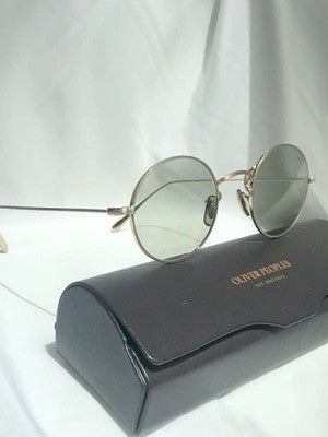 OLIVER PEOPLES MCCLORY BG ROUND SUNGLASSES JAPAN MADE GREEN LENS GOLD FRAME
