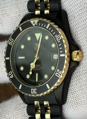TAG HEUER 1000 PROFESSIONAL 200M 980.029N MEN'S WATCH BLACK GOLD VINTAGE