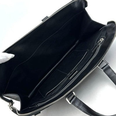 PRADA SAFFIANO LEATHER BUSINESS BAG BLACK TRIANGLE LOGO BRIEFCASE A4