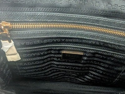 PRADA 1BB013 SAFFIANO NYLON 2WAY BAG KHAKI CROSSBODY GOLD AUTH WITH STORAGE BAG