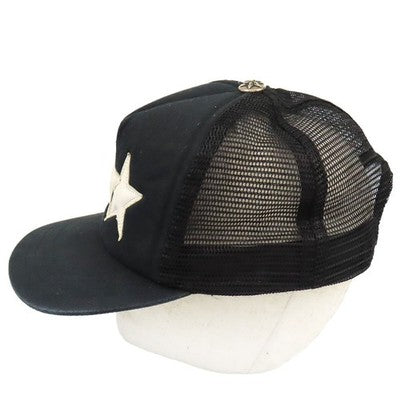 CHROME HEARTS LEATHER STAR TRACKER CAP UNISEX BLACK MADE IN USA