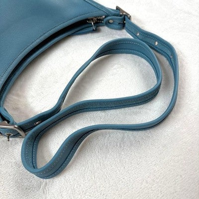 COACH VINTAGE BECKETT ZIP SHOULDER BAG LIGHT BLUE LEATHER CROSSBODY RARE OLD