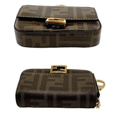 FENDI 7AR798 ZUCCA NANO BAGUETTE MINI CHAIN SHOULDER BAG CHARM PVC FF