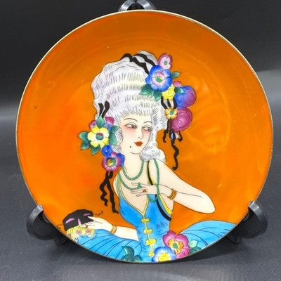 OLD NORITAKE ART DECO MADAME DE POMPADOUR DECORATIVE PLATE PORTRAIT LADY 16CM