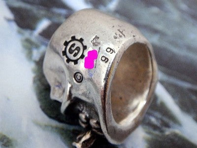 STARLINGEAR PUNCHER CIGAR SLICKSTER RING SIZE 17 SILVER 925 SKULL SMOKING DESIGN