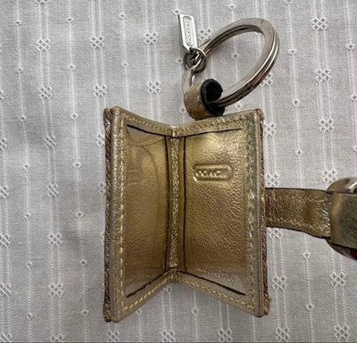 COACH SIGNATURE PHOTO BOOK KEYCHAIN SET OF 2 GOLD PINK CHARM Y2K VINTAGE