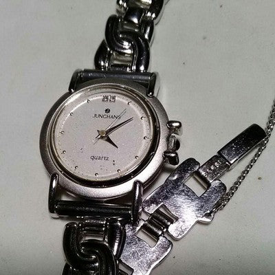 JUNGHANS DIAMOND LADIES WRISTWATCH QUARTZ ROUND FACE ALL STAINLESS STEEL BAMBI