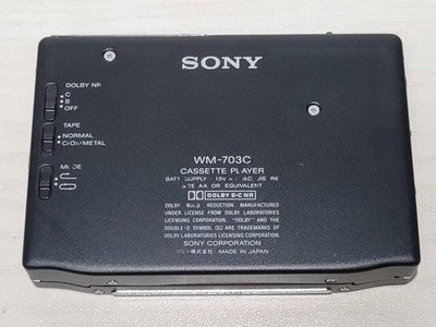 SONY WM-703C Cassette Player Black /w Remote Charger Box Manual Used from Japan