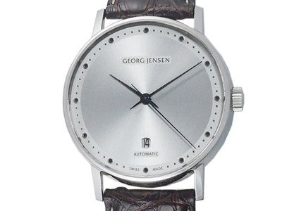 GEORG JENSEN 392 KOPPEL STAINLESS STEEL 41MM SILVER WRISTWATCH USED AUTHENTIC