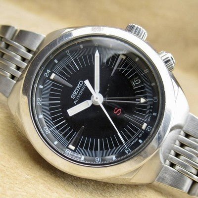 SEIKO SUS GMT 4S12-0010 BLACK DIAL AUTOMATIC STAINLESS STEEL VINTAGE WATCH 1997