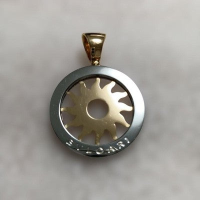 BVLGARI TONDO SUN PENDANT TOP YELLOW GOLD STAINLESS STEEL JEWELRY JPN