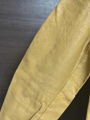 60s BATES Leather Single Rider's Racing Jacket Size L Mustard Vintage Used From