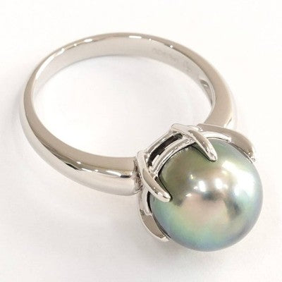 TASAKI PEARL SOUTH SEA BLACK PEARL 9.7MM PT900 RING APPROXIMATELY 10.5 SIZE