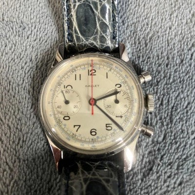 GALLET 2 REGISTER CHRONOGRAPH CAL7733 HAND WIND 17J 35MM MILITARY VINTAGE WATCH