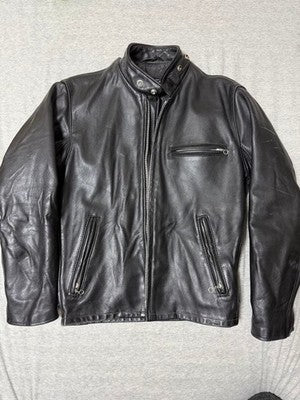 SCHOTT STAND UP COLLAR SINGLE RIDERS 641 LEATHER JACKET BLACK 36
