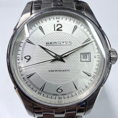 HAMILTON H325150 JAZZMASTER VIEWMATIC AUTOMATIC SKELETON BACK STEEL WATCH USED
