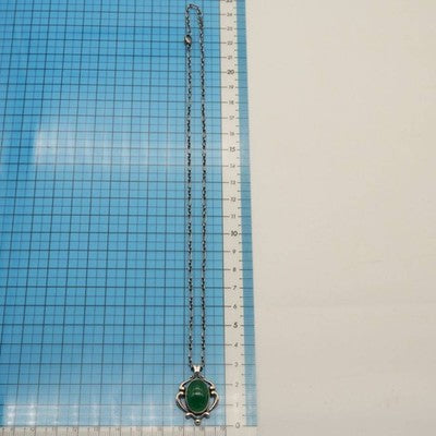GEORG JENSEN 2019 GREEN AGATE STERLING SILVER NECKLACE 25-857 WITH BOX