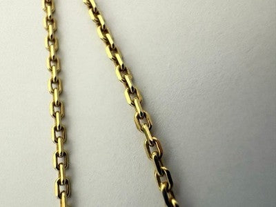 CARTIER 1/8 OZ INGOT PENDANT & 2C LOGO CHAIN SET 750 YELLOW GOLD RARE VINTAGE