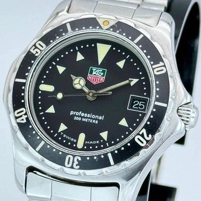 TAG HEUER PROFESSIONAL 973.013 BLACK QUARTZ WATCH 33MM STAINLESS STEEL
