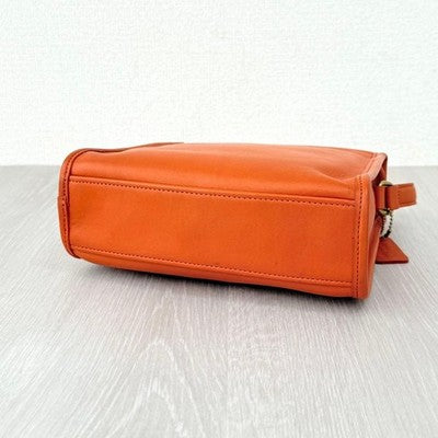 COACH VINTAGE GEOMETRIC TURNLOCK HAND BAG ORANGE LEATHER RARE USA MADE OLD COACH