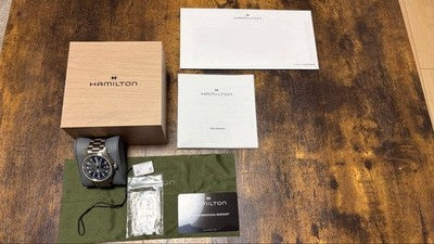 HAMILTON KHAKI FIELD TITANIUM AUTO H70545140 42MM BLUE DIAL WATCH BOX USED