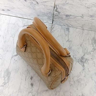 CELINE VINTAGE MACADAM MINI BOSTON BAG 2-WAY PVC LEATHER SHOULDER HANDBAG RARE