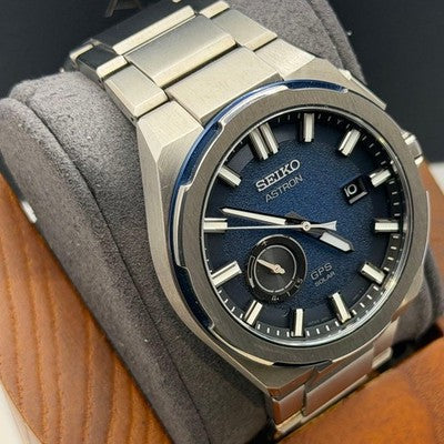 SEIKO ASTRON NEXTER SBXD023 3X62 GPS SOLAR TITANIUM BLUE DIAL MEN'S WATCH