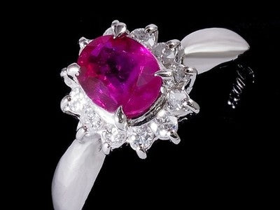 RUBY 0.69CT 0.23CT DIAMOND DESIGN RING SIZE 9 PT850 EXCELLENT CONDITION USED
