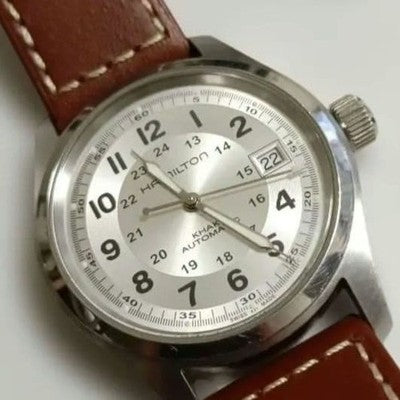 HAMILTON KHAKI FIELD AUTOMATIC H70455553 38MM WHITE DIAL LEATHER WATCH BOX
