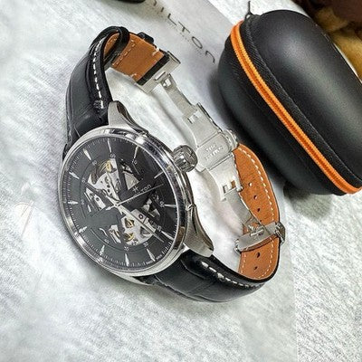 HAMILTON JAZZMASTER SKELETON 42535780 AUTOMATIC 40MM OPEN HEART STEEL MENS SWISS