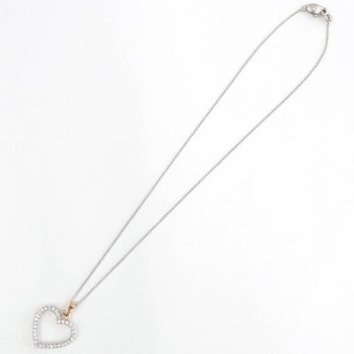 DAMIANI DIAMOND HEART NECKLACE IN 18K WHITE GOLD/PINK FASHION JEWELRY