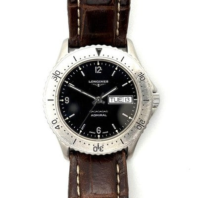 LONGINES ADMIRAL 5 STAR L3.600.4 AUTOMATIC DAY DATE DIVER WATCH MENS SILVER
