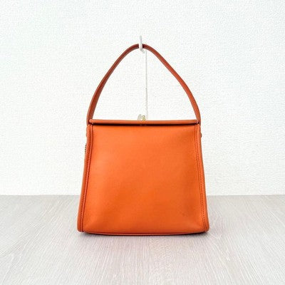 COACH VINTAGE GEOMETRIC TURNLOCK HAND BAG ORANGE LEATHER RARE USA MADE OLD COACH