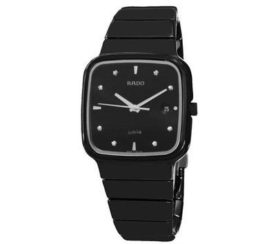 RADO R5 5 JUBILE 8P DIAMOND CERAMIC WATCH BLACK QUARTZ NEW WITH BOX SWISS