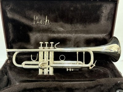 BACH STRADIVARIUS 180ML37 TRUMPET SILVER PLATED 3 VALVE WITH CASE USED JAPAN