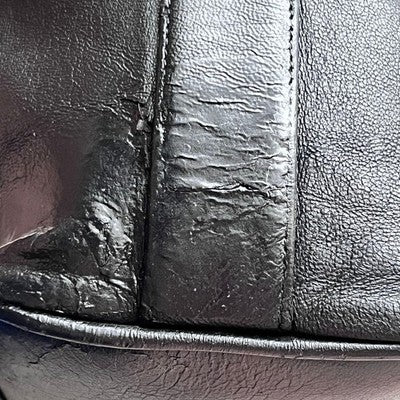 CHANEL COCO MARK CHAIN DRAWSTRING SHOULDER BAG BLACK LAMBSKIN USED
