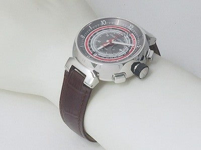LOUIS VUITTON TAMBOUR VOYAGE CHRONOGRAPH Q102C SS GRAY 44MM WRISTWATCH AUTHENTIC