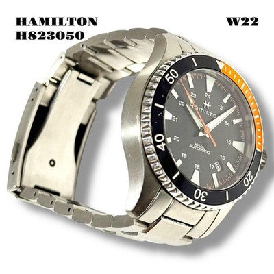 HAMILTON KHAKI AUTOMATIC H823050 NAVY SCUBA BLACK DIAL ORANGE HAND MEN'S WATCH