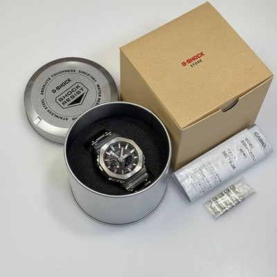 CASIO G SHOCK FULL METAL OCTAGON (GM B2100) SILVER TOUGH SOLAR ANALOG DIG W/BOX