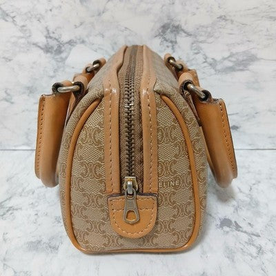 CELINE VINTAGE MACADAM MINI BOSTON BAG 2-WAY PVC LEATHER SHOULDER HANDBAG RARE