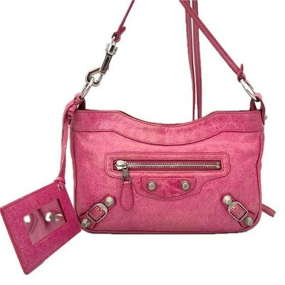BALENCIAGA GIANT HIP SHOULDER BAG PINK LEATHER MIRROR AUTHENTIC
