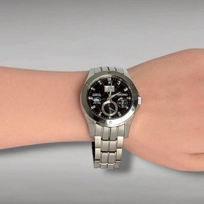 SEIKO BRIGHTZ 7D48 KINETIC PERPETUAL MEN'S WATCH TITANIUM BLACK DIAL - BIG DATE
