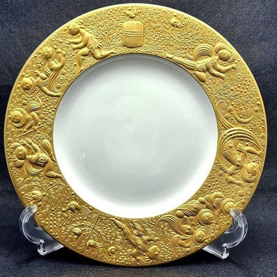 ROSENTHAL MAGIC FLUTE GOLD PLATE 22CM SET OF 6 PORCELAIN DINNER PLATES NEAR MINT